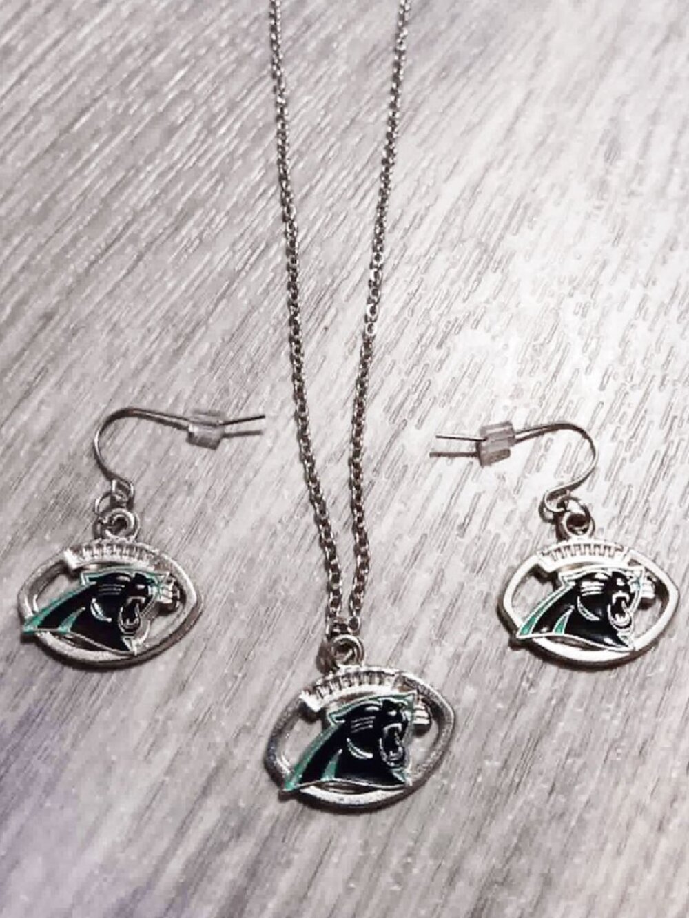 Carolina Panthers football Necklace and Earrings set